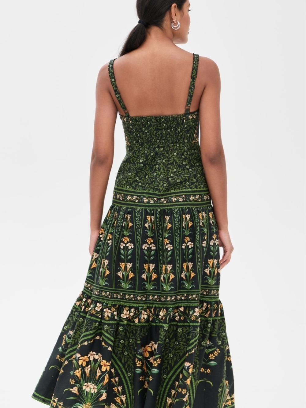 Farm Rio Women's Dark Green Floral Maxi Dress with Spaghetti Straps - Picture 3 of 3